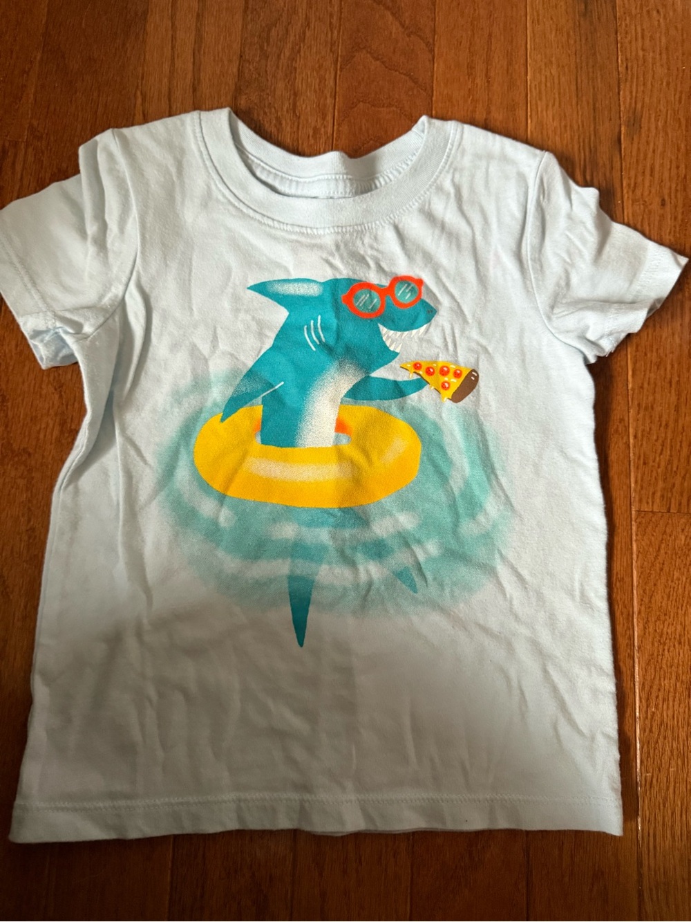 Old Navy Light Blue Shark Graphic Tee with Yellow Float